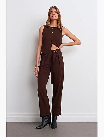 Pantalón de crepé de tiro alto y pernera ancha dilvin