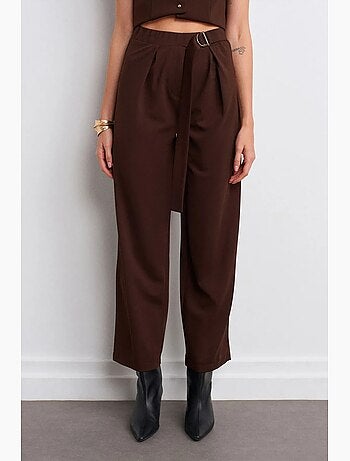 Pantalón de crepé de tiro alto y pernera ancha dilvin