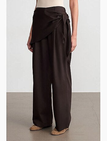 Pantalón de crepé de tiro alto y pernera ancha dilvin