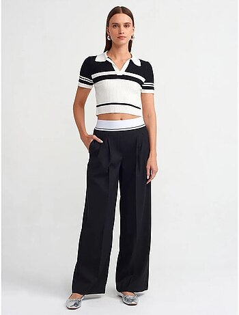 Pantalón de crepé de tiro alto y pernera ancha dilvin
