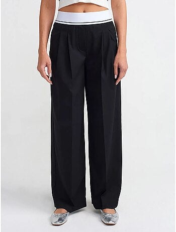 Pantalón de crepé de tiro alto y pernera ancha dilvin