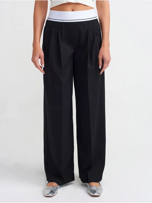 Pantalón de crepé de tiro alto y pernera ancha dilvin - Kiabi