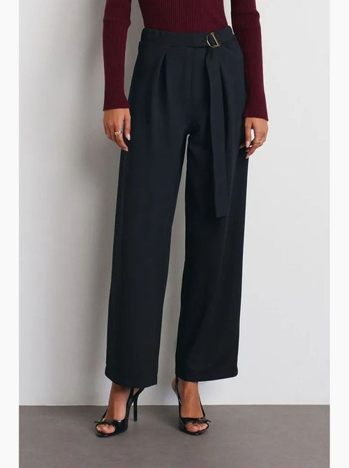 Pantalón de crepé de tiro alto y pernera ancha dilvin - Kiabi Pantalón de crepé de tiro alto y pernera ancha dilvin - Kiabi