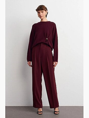 Pantalón de crepé de tiro alto y pernera ancha dilvin