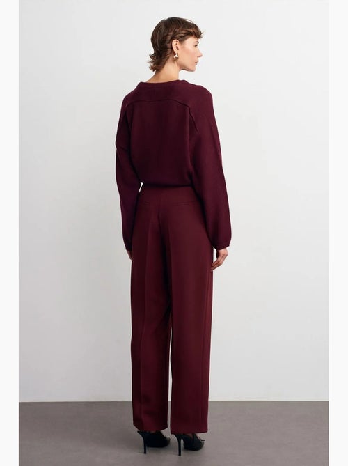 Pantalón de crepé de tiro alto y pernera ancha dilvin - Kiabi Pantalón de crepé de tiro alto y pernera ancha dilvin - Kiabi