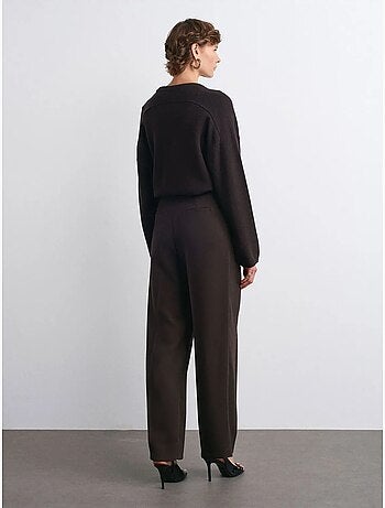 Pantalón de crepé de tiro alto y pernera ancha