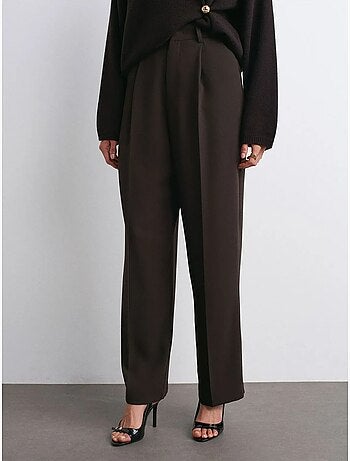 Pantalón de crepé de tiro alto y pernera ancha
