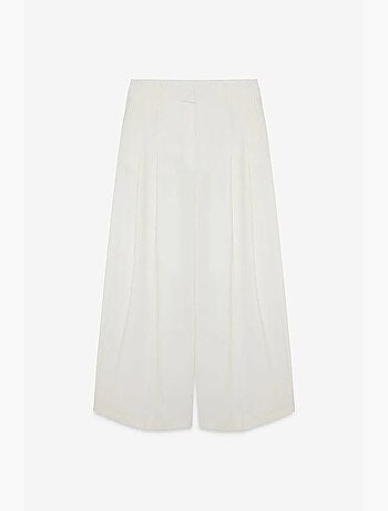 Pantalón de crepé de tiro alto y pernera ancha para mujer dilvin