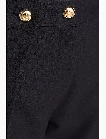 Pantalón de crepé de tiro alto y pernera ancha para mujer dilvin