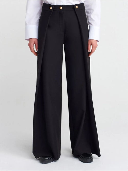 Pantalón de crepé de tiro alto y pernera ancha para mujer dilvin - Kiabi Pantalón de crepé de tiro alto y pernera ancha para mujer dilvin - Kiabi