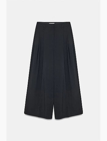 Pantalón de crepé de tiro alto y pernera ancha para mujer dilvin