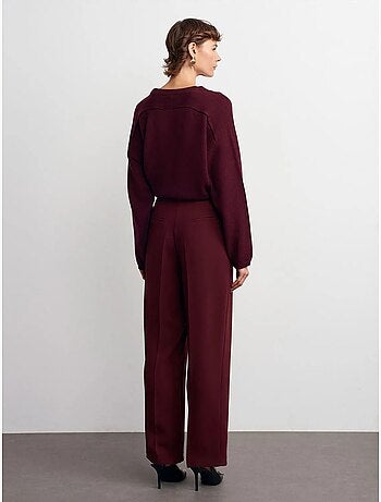 Pantalón de crepé de tiro alto y pernera ancha