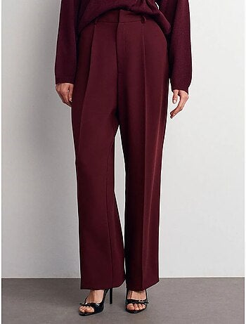 Pantalón de crepé de tiro alto y pernera ancha