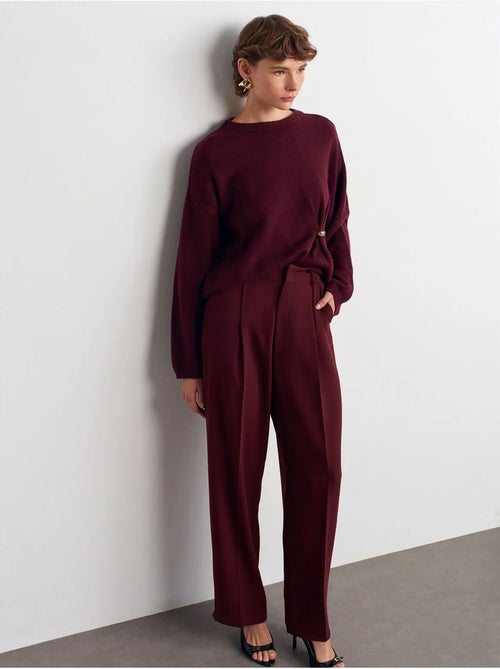 Pantalón de crepé de tiro alto y pernera ancha - Kiabi Pantalón de crepé de tiro alto y pernera ancha - Kiabi