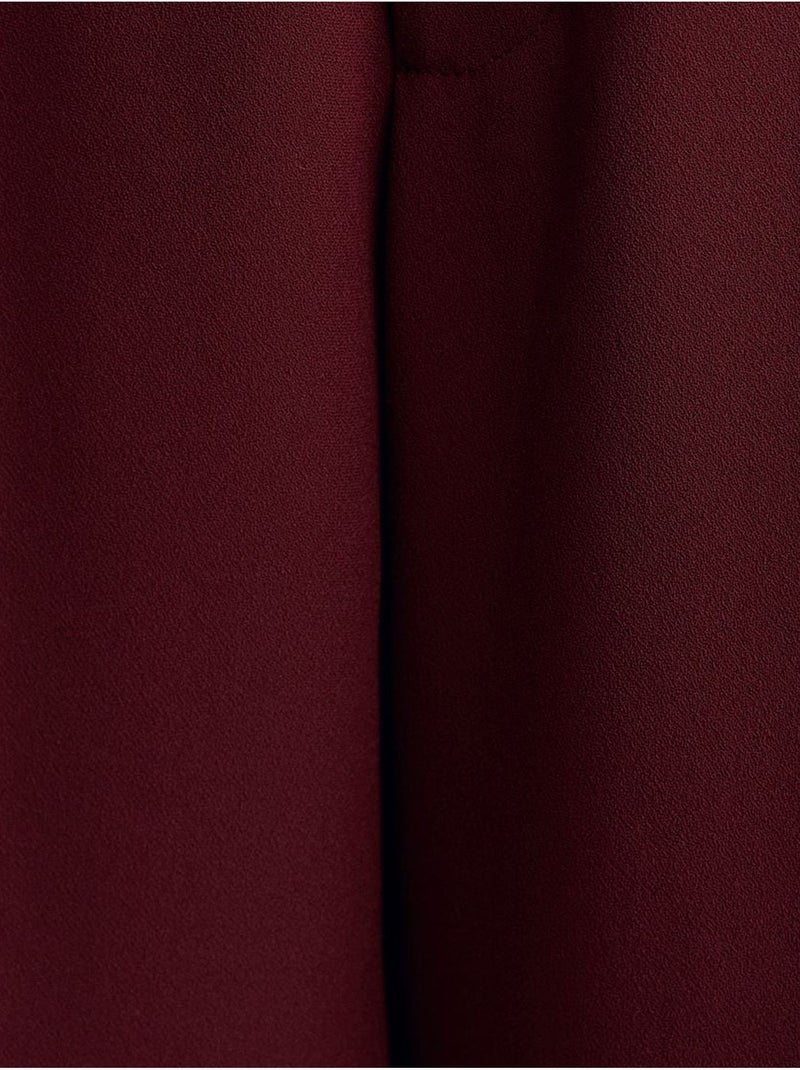 Pantalón de crepé de tiro alto y pernera ancha Rojo burdeos - Kiabi