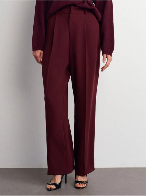 Pantalón de crepé de tiro alto y pernera ancha - Kiabi Pantalón de crepé de tiro alto y pernera ancha - Kiabi