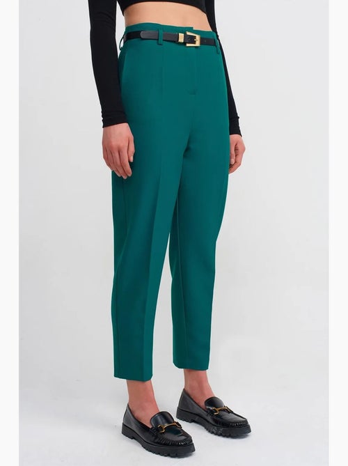 Pantalón de crepé de tiro alto y pernera recta con cinturón dilvin - Kiabi Pantalón de crepé de tiro alto y pernera recta con cinturón dilvin - Kiabi