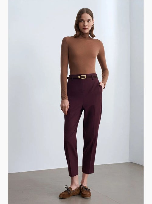 Pantalón de crepé de tiro alto y pernera recta dilvin - Kiabi
