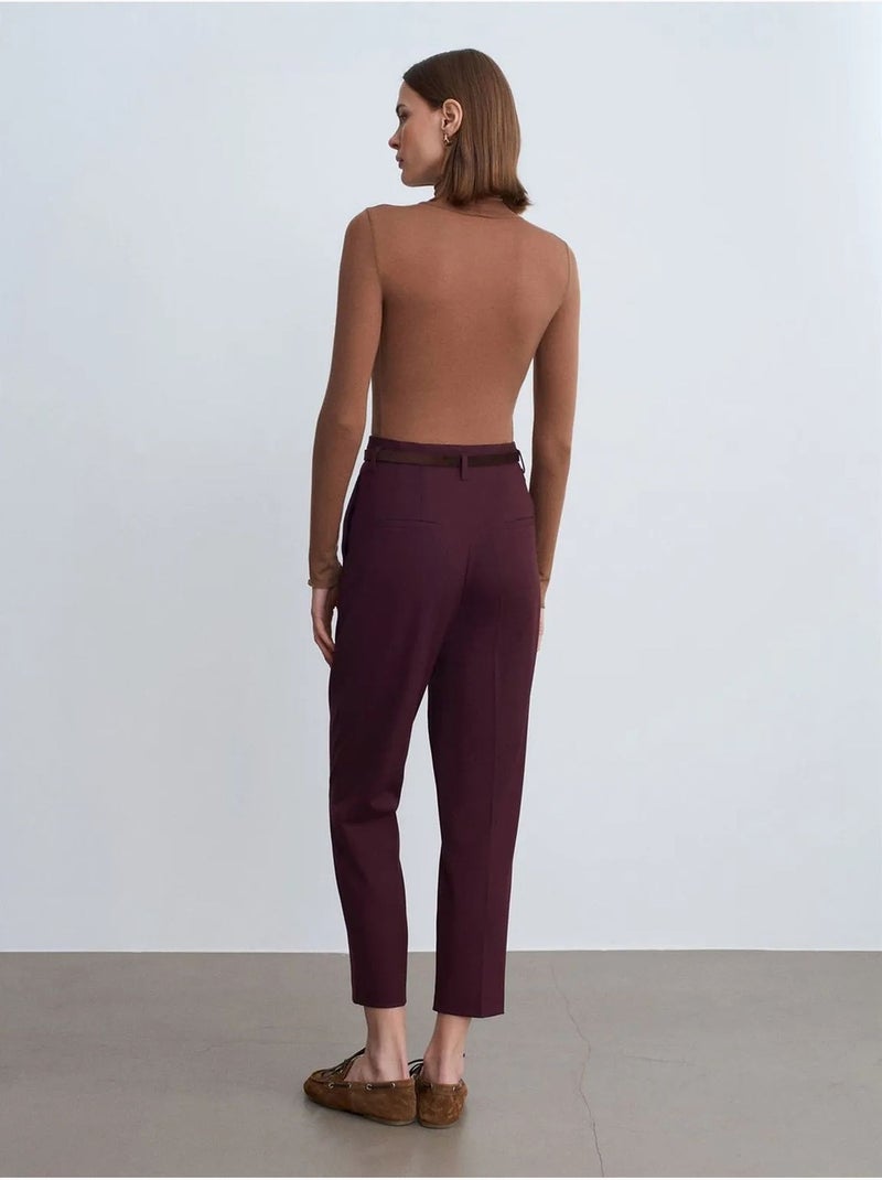 Pantalón de crepé de tiro alto y pernera recta dilvin Rojo burdeos - Kiabi