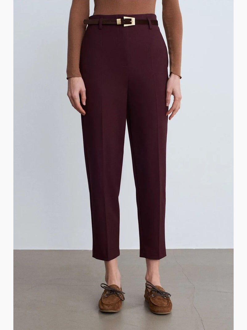 Pantalón de crepé de tiro alto y pernera recta dilvin Rojo burdeos - Kiabi