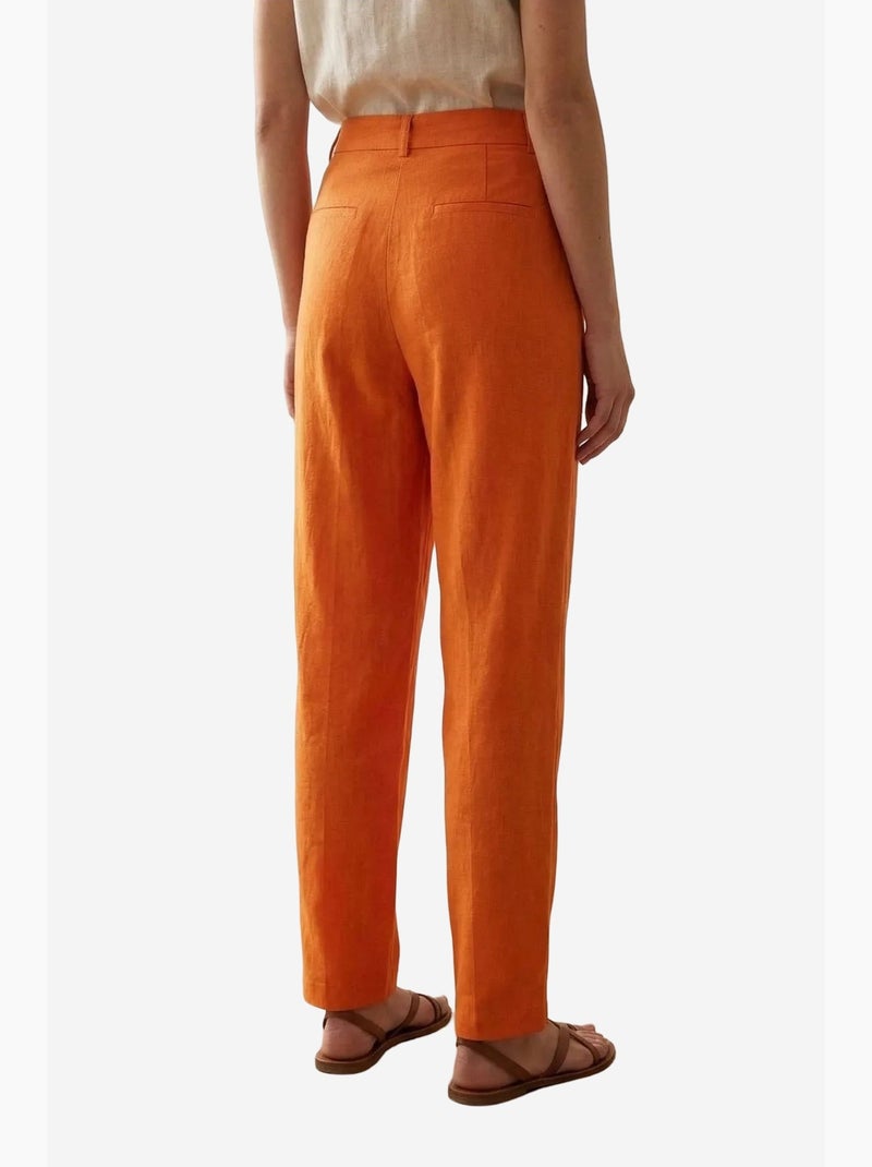 Pantalón de crepé de tiro alto y pernera recta my fashion Naranja - Kiabi
