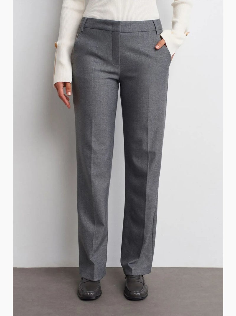 Pantalón de crepé de tiro bajo y pernera recta dilvin Gris negro - Kiabi