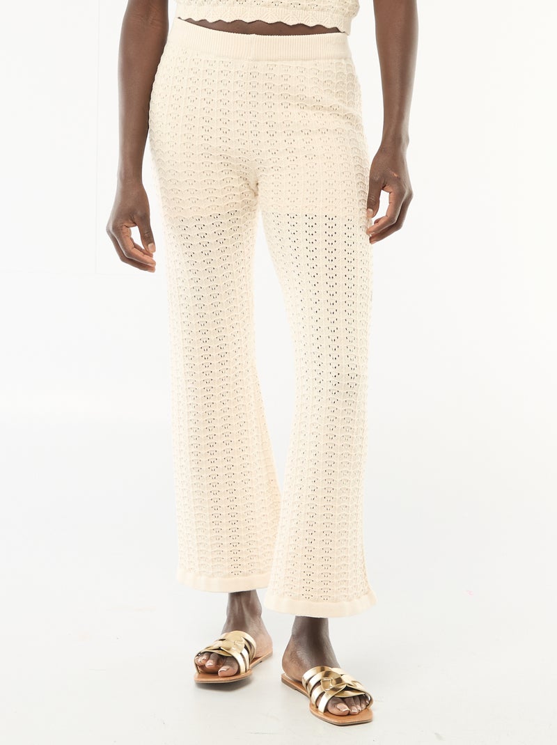 Pantalón de croché acampanado Beige - Kiabi