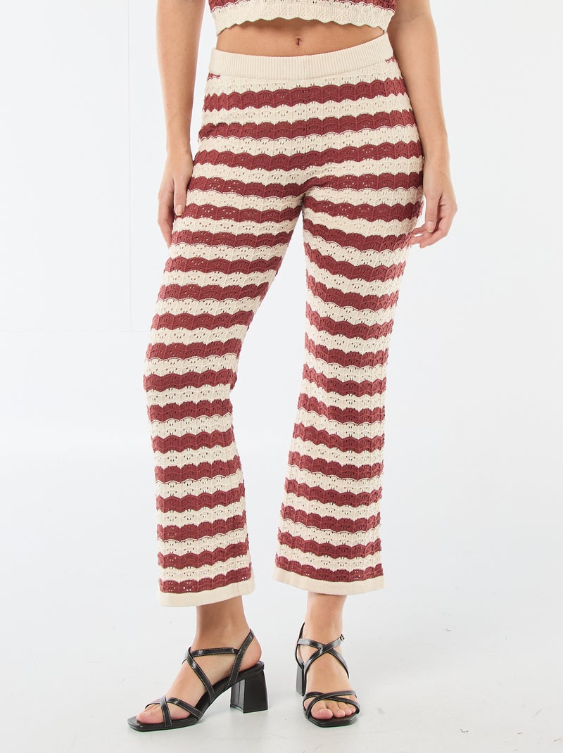 Pantalón de croché acampanado Beige - Kiabi
