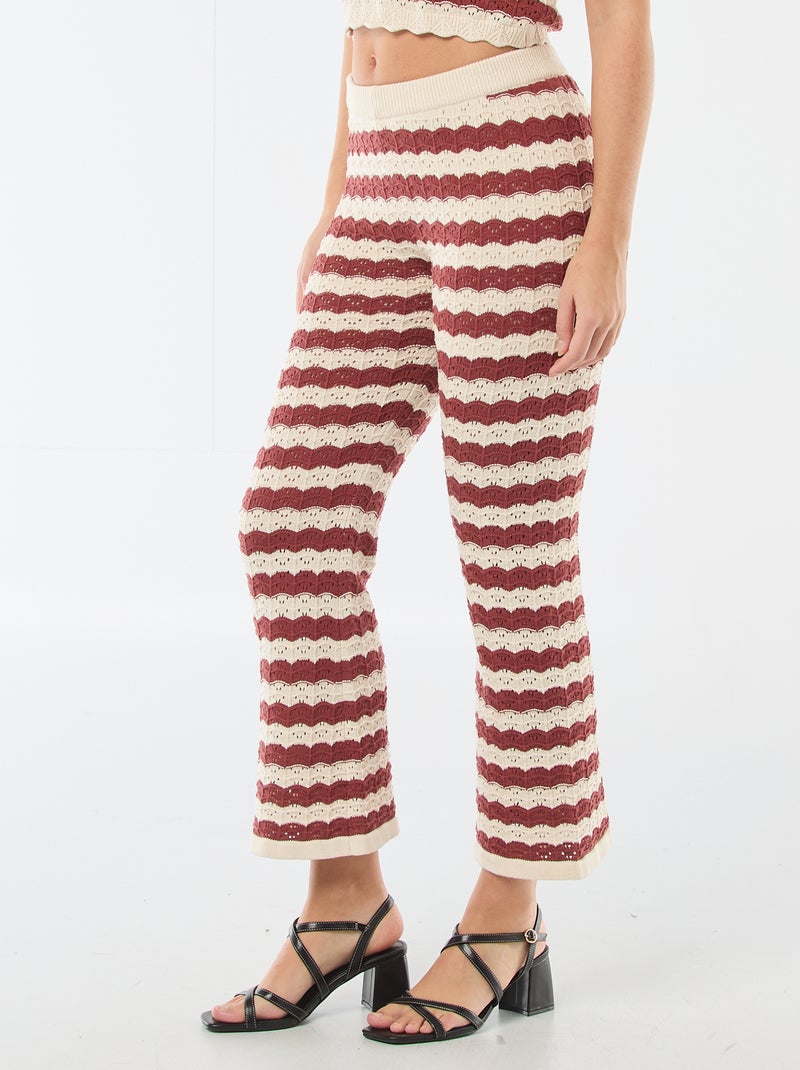 Pantalón de croché acampanado Beige - Kiabi