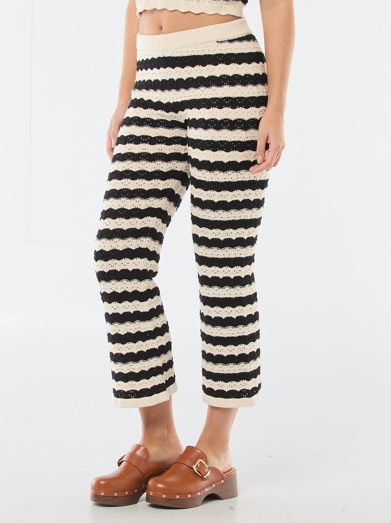 Pantalón de croché acampanado Beige - Kiabi