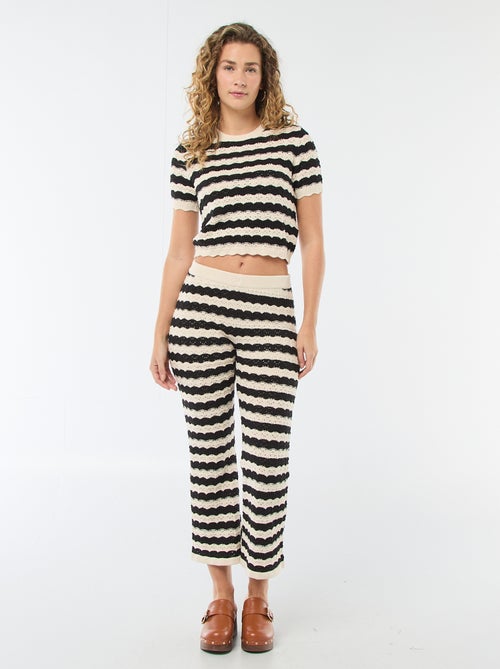 Pantalón de croché acampanado - Kiabi