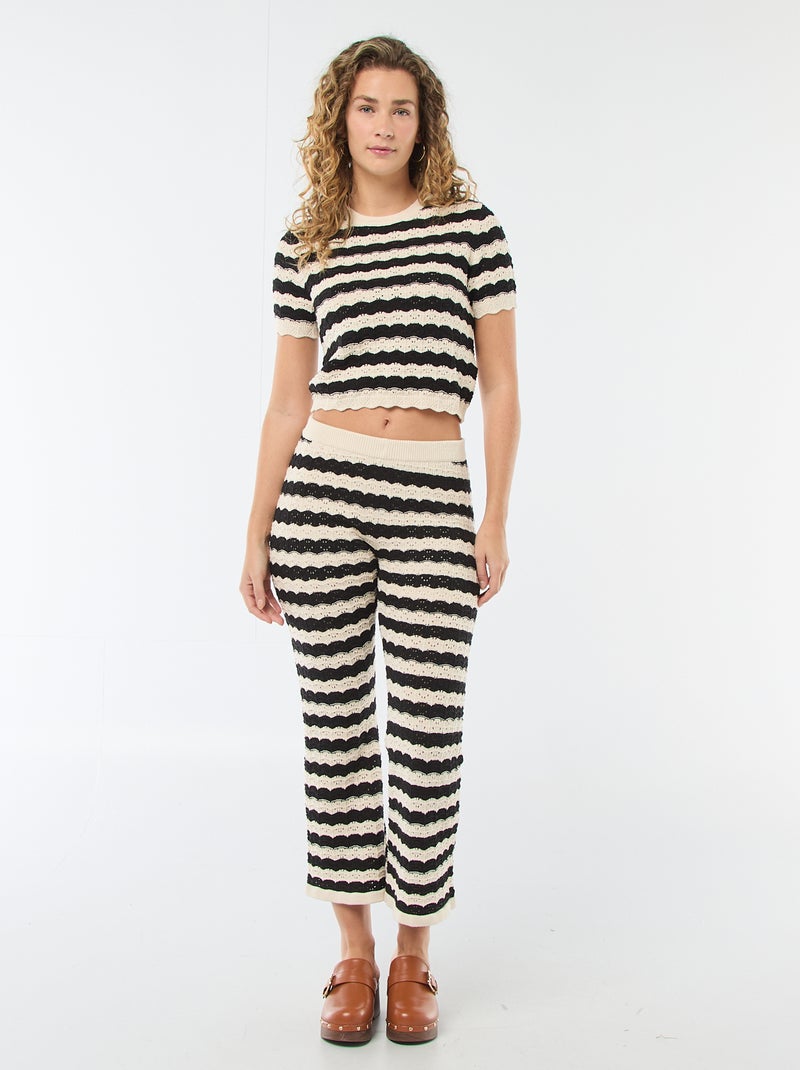 Pantalón de croché acampanado Beige - Kiabi