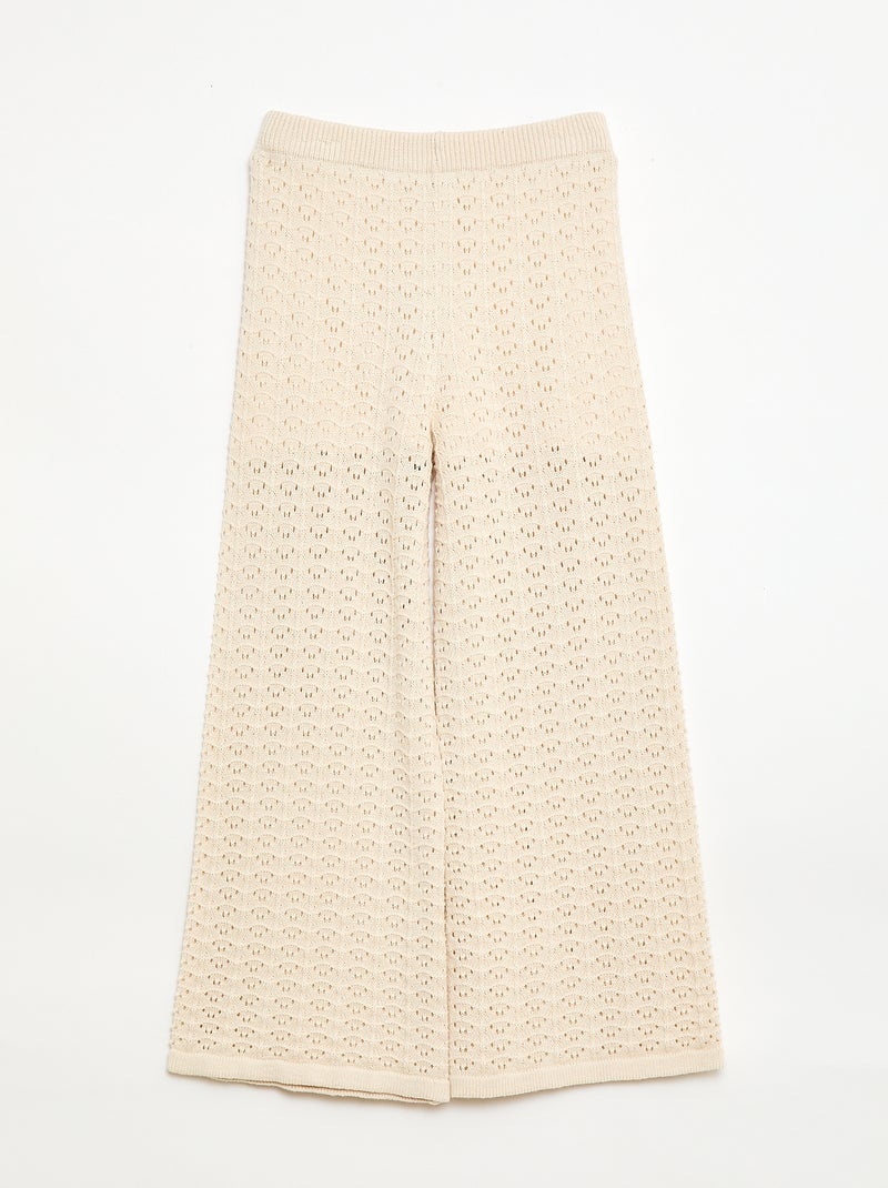 Pantalón de croché corte flare / acampanado Beige - Kiabi