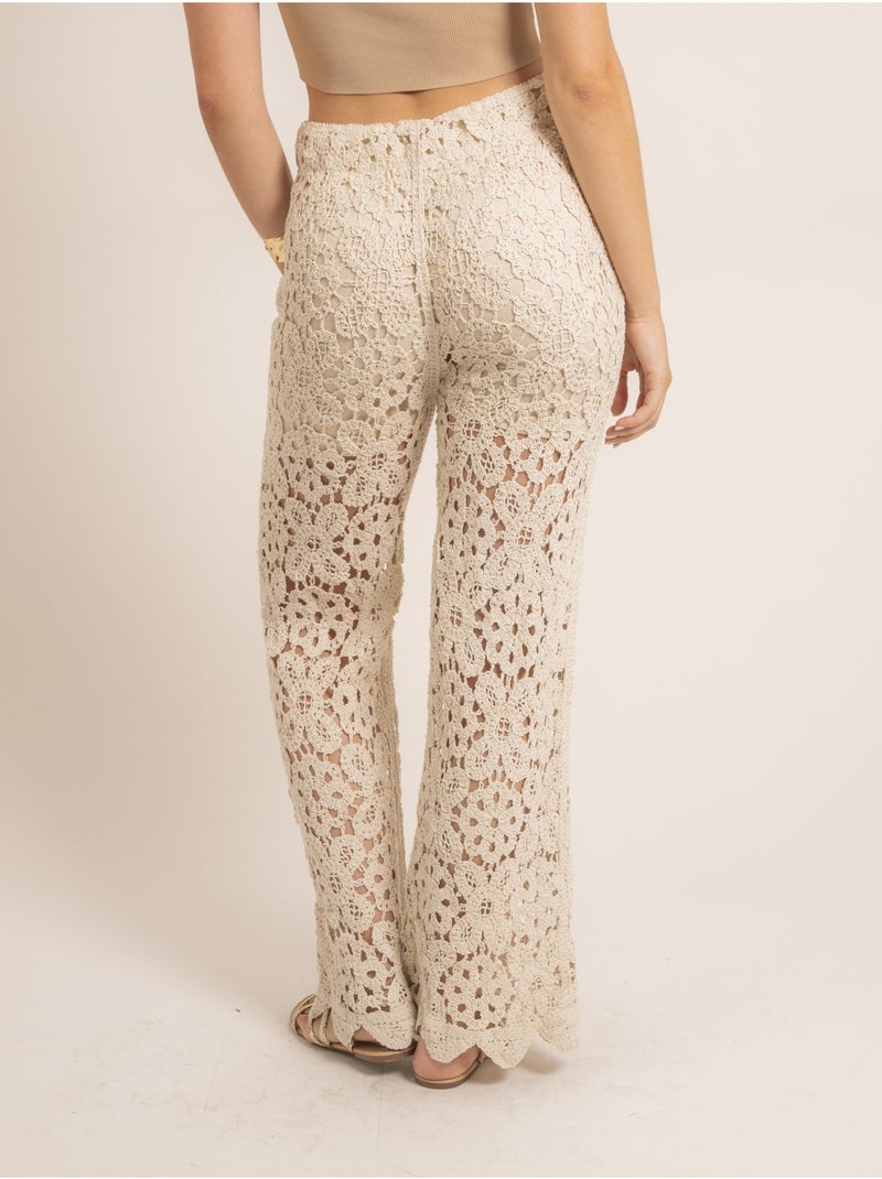 Pantalón de crochet ELASMA Beige - Kiabi