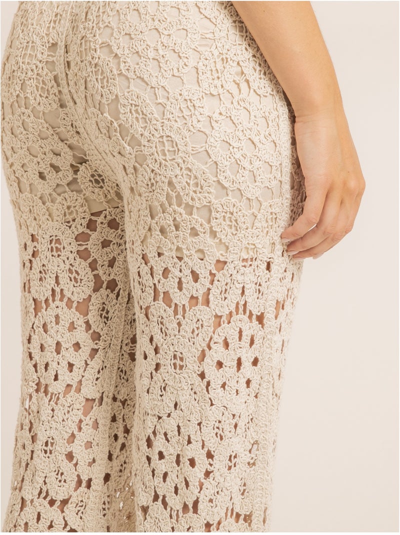 Pantalón de crochet ELASMA Beige - Kiabi