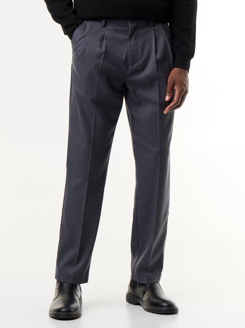 Pantalón de cuadros corte ajustado Gris - Kiabi