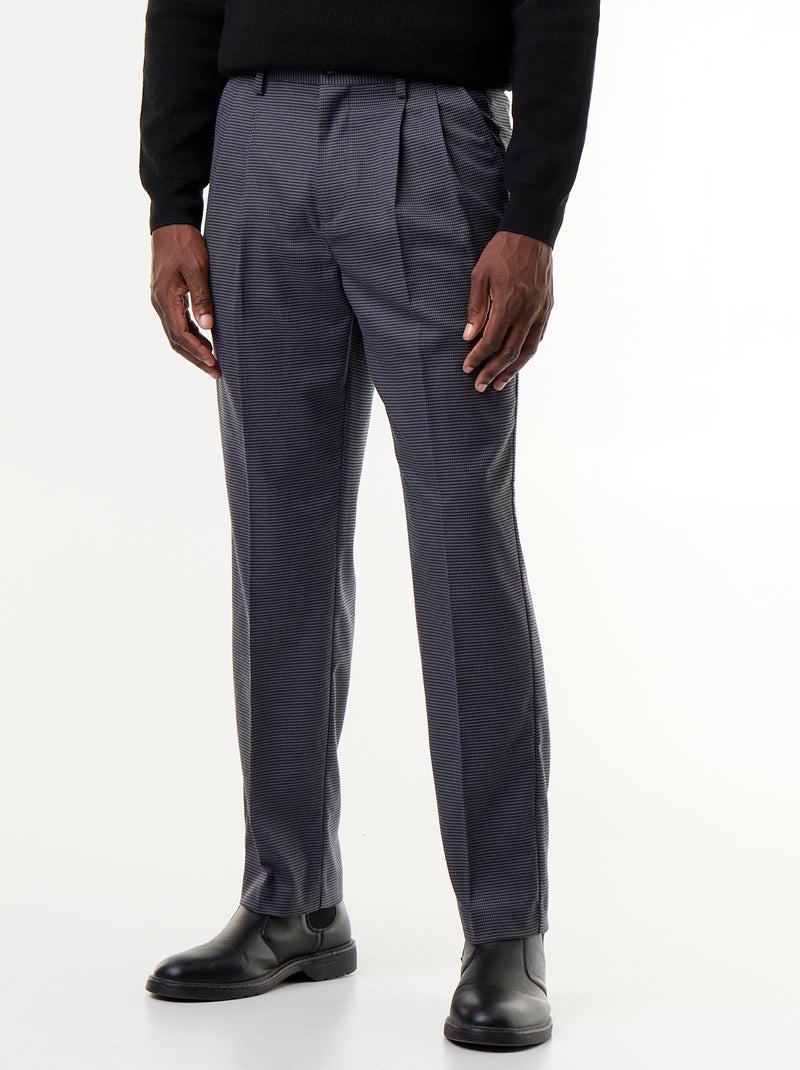 Pantalón de cuadros corte ajustado Gris - Kiabi