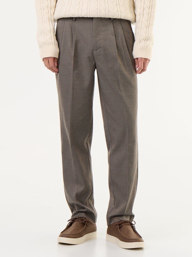 Pantalón de cuadros corte ajustado Marron - Kiabi