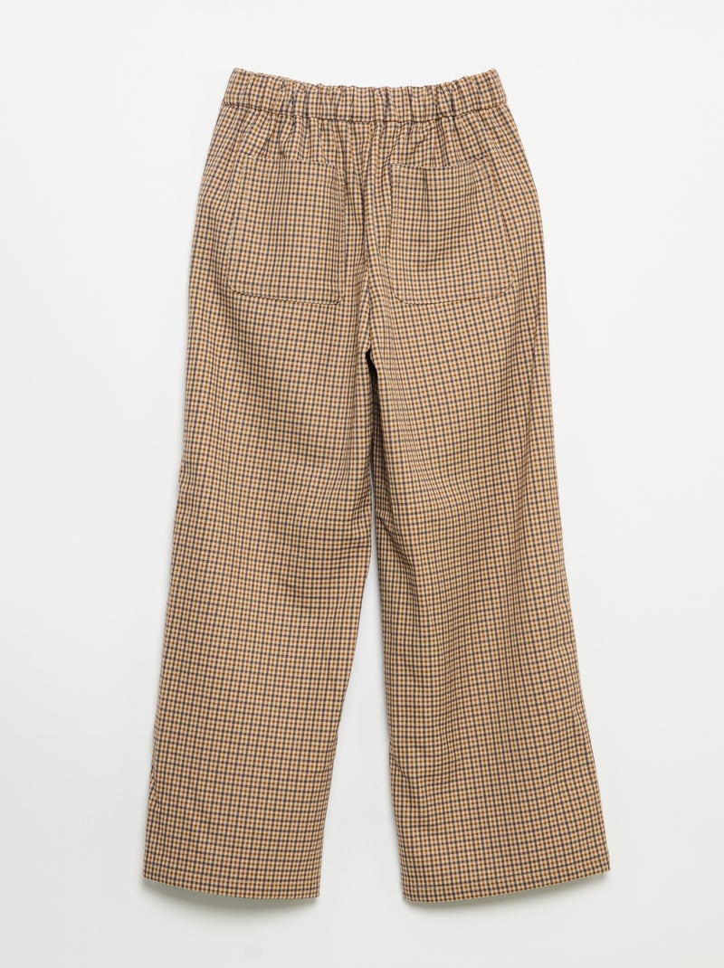 Pantalón de cuadros de corte ancho Marron - Kiabi