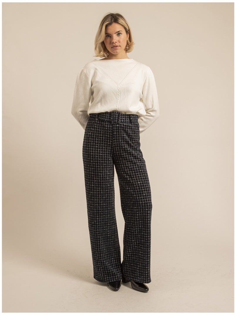 Pantalón de cuadros ESSILA Azul marino - Kiabi