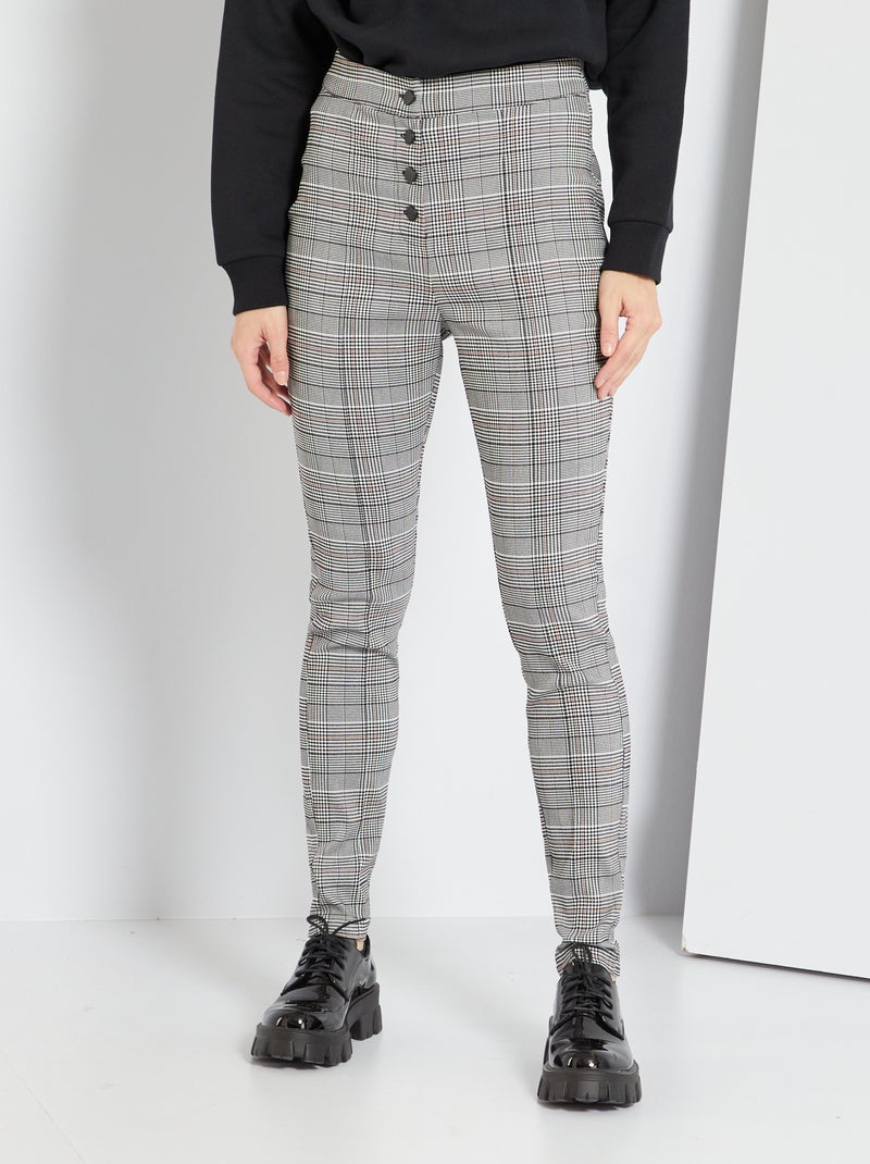 Pantalón de cuadros gris - Kiabi