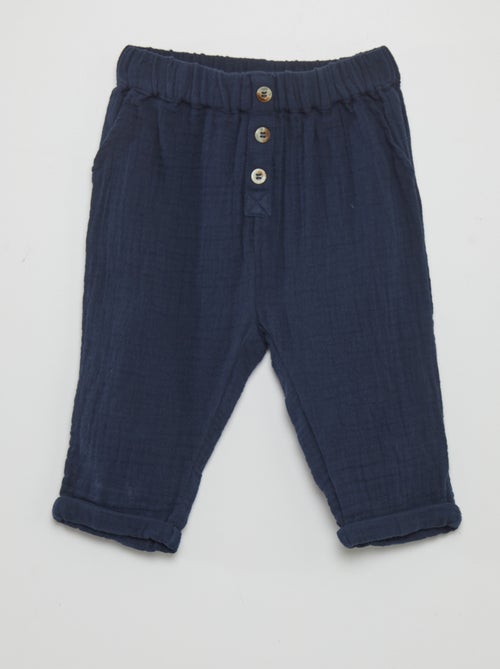 Pantalón de doble gasa de algodón - Kiabi