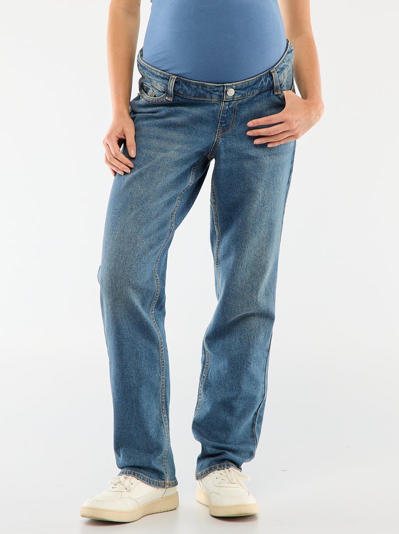Pantalón de embarazo con cinturón elástico Azul - Kiabi