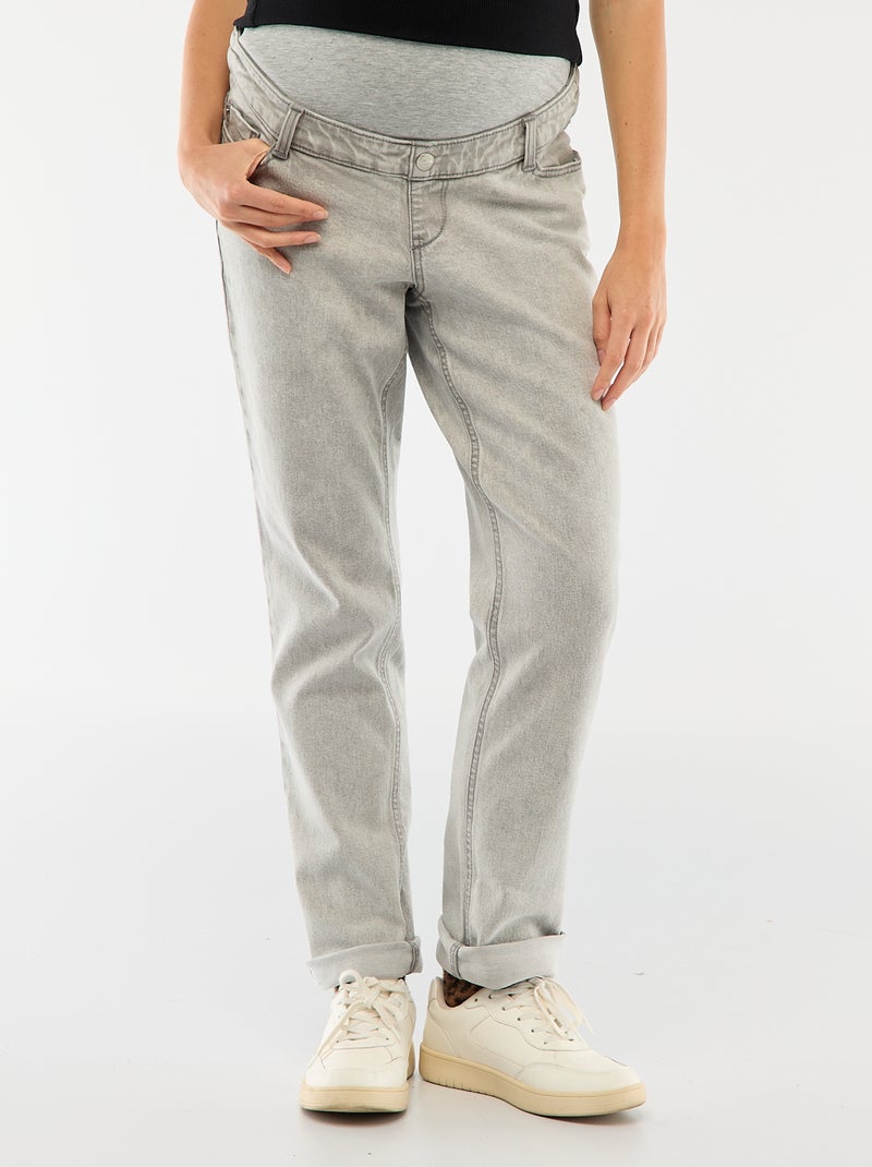 Pantalón de embarazo con cinturón elástico Gris - Kiabi