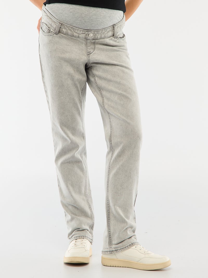 Pantalón de embarazo con cinturón elástico Gris - Kiabi