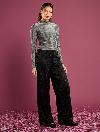Pantalón de encaje con strass