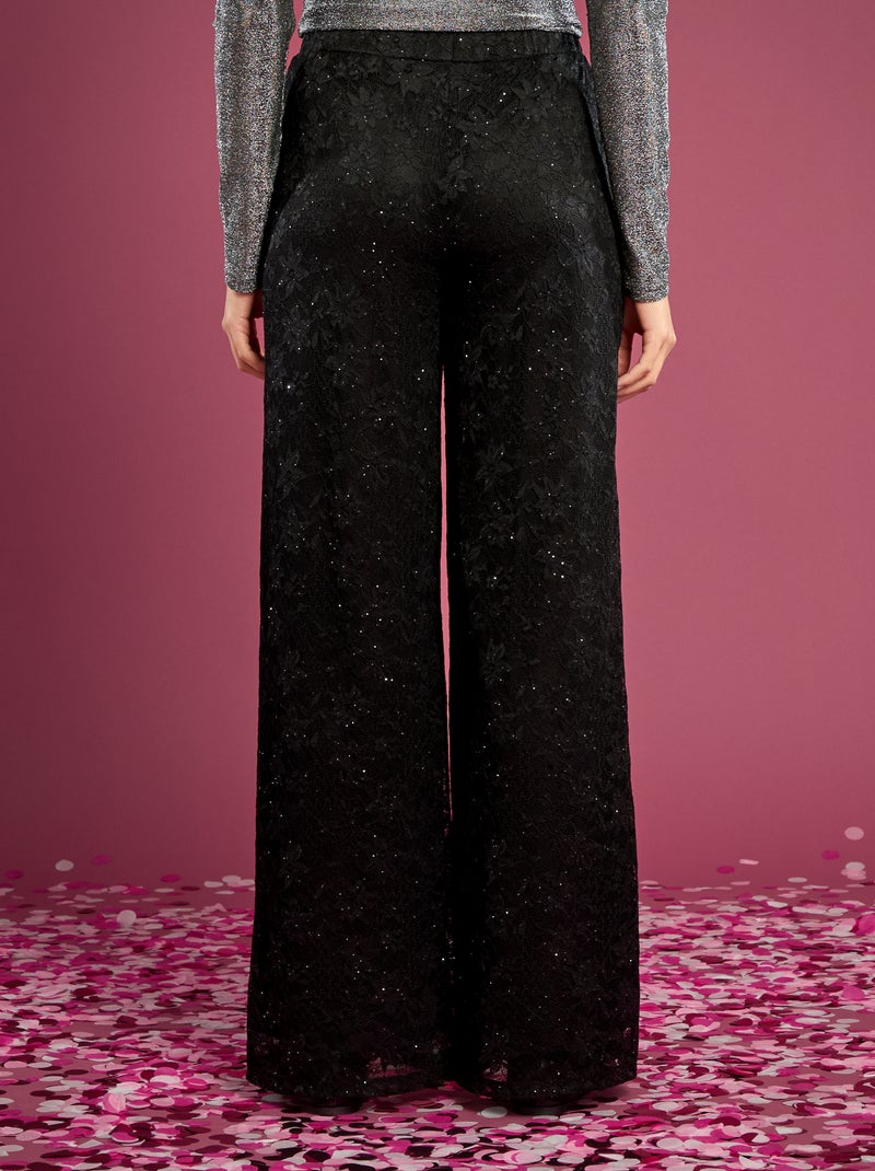Pantalón de encaje con strass Negro - Kiabi