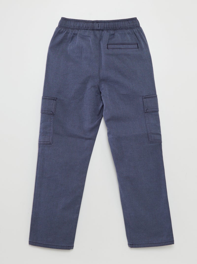 Pantalón de espiga con bolsillos con solapa azul - Kiabi