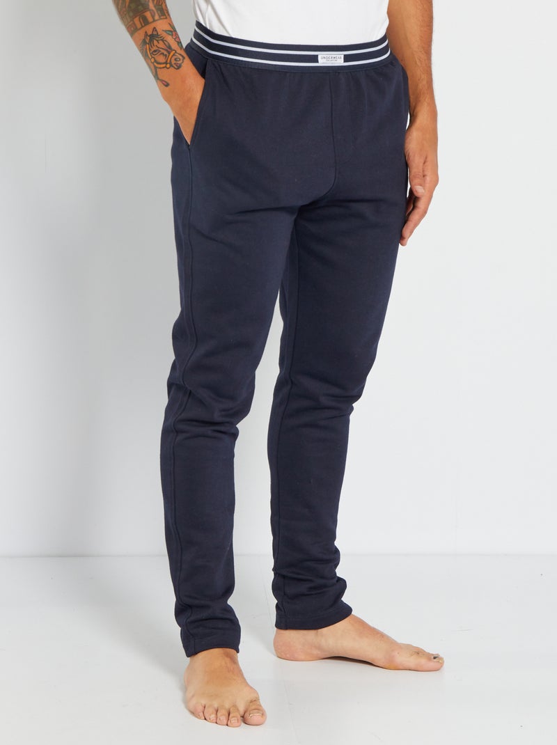 Pantalón de felpa con cinturón AZUL - Kiabi