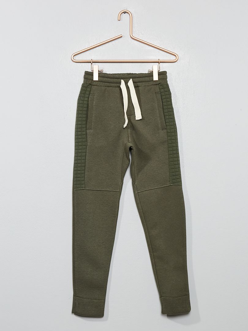 Pantalón de felpa con detalles en relieve verde oscuro - Kiabi